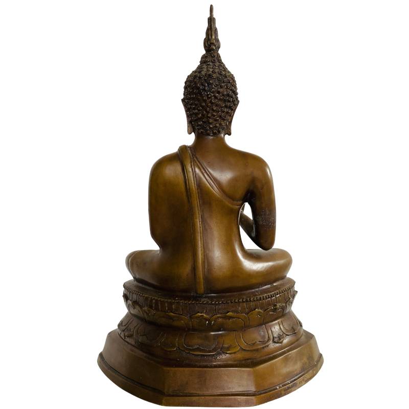 Handgefertigter thailändischer Buddha aus Bronze mit natürlicher Patina