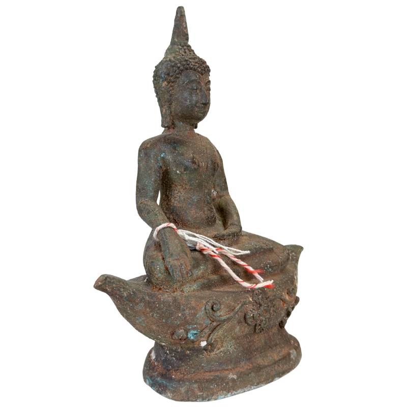 Thailändischer Bronze-Buddha in Meditationspose mit originaler Kernfüllung