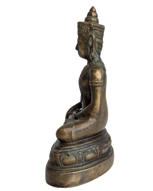 Thailändischer Buddha aus Bronze mit Spuren früher Vergoldung
