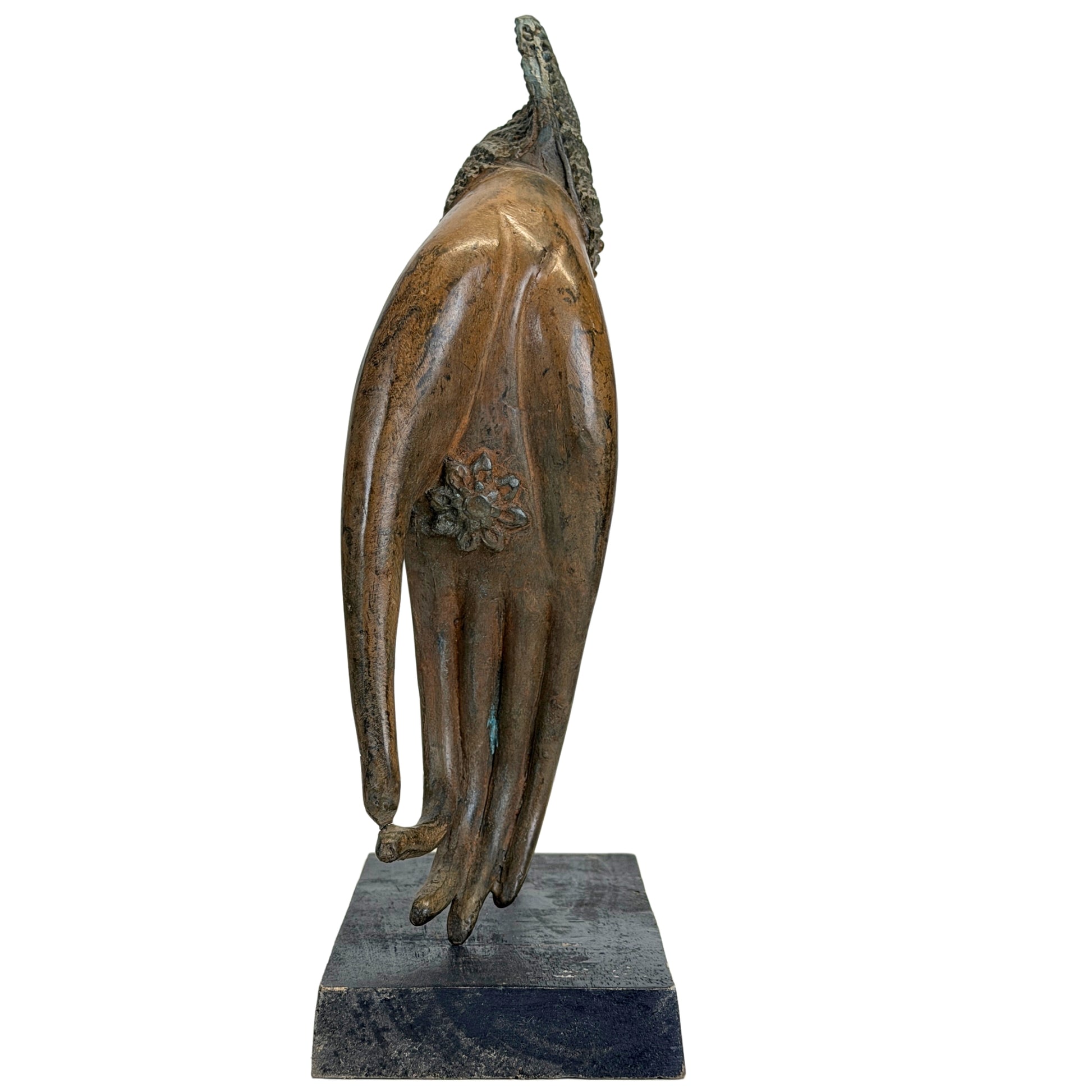 Thailändische bronzene Buddha-Hand mit Lotusmotiv auf der Handfläche