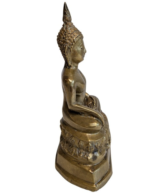 Thailändische Buddha-Statue aus feuervergoldeter Bronze aus dem 19. Jahrhundert