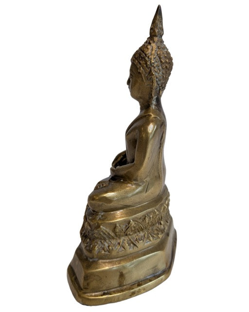 Sammlerstück: Thailändische Buddha-Statue aus feuervergoldeter Bronze aus dem 19. Jahrhundert