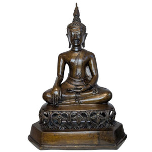 Sitzender thailändischer Buddha aus Bronze in Bhumisparsha-Mudra, Los 119