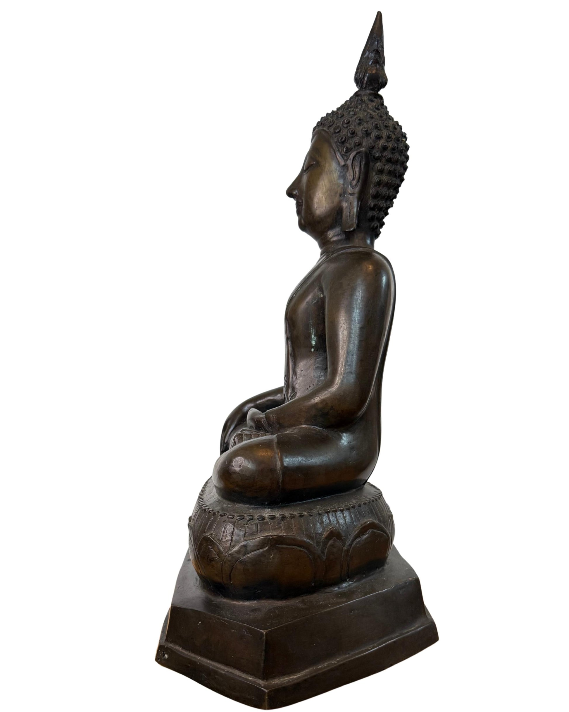 Schwere Buddha-Statue aus thailändischer Bronze, 15 kg, spirituelles Objekt