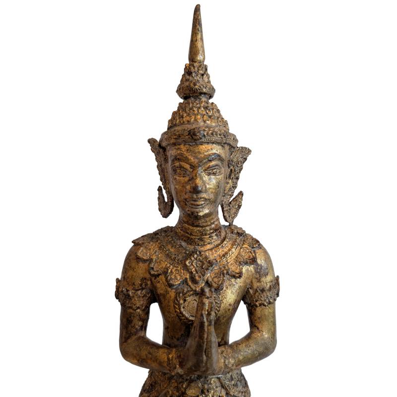 Thepanom-Figur aus Bronze mit Patina aus Thailand