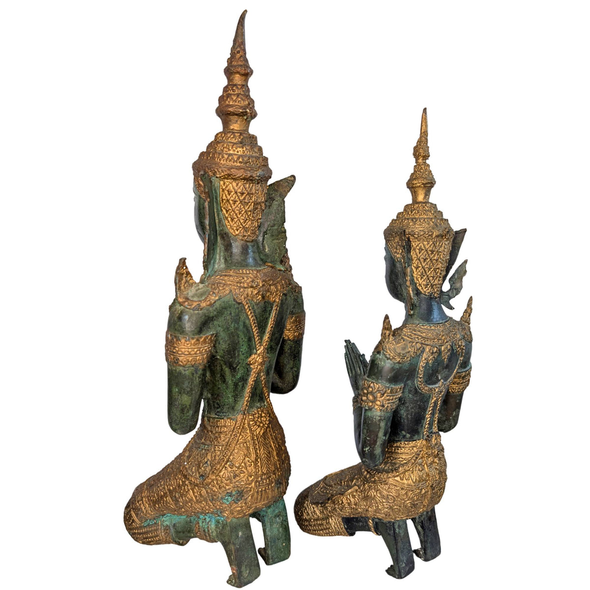 Thepanom bronze figures from Thailand, handmade as a set