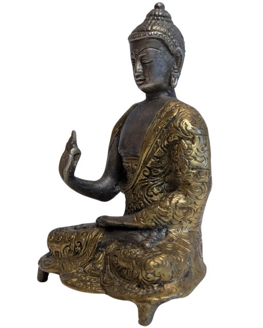 Tibetische Bronze-Buddha-Statue in Vitarka Mudra, 19. Jahrhundert