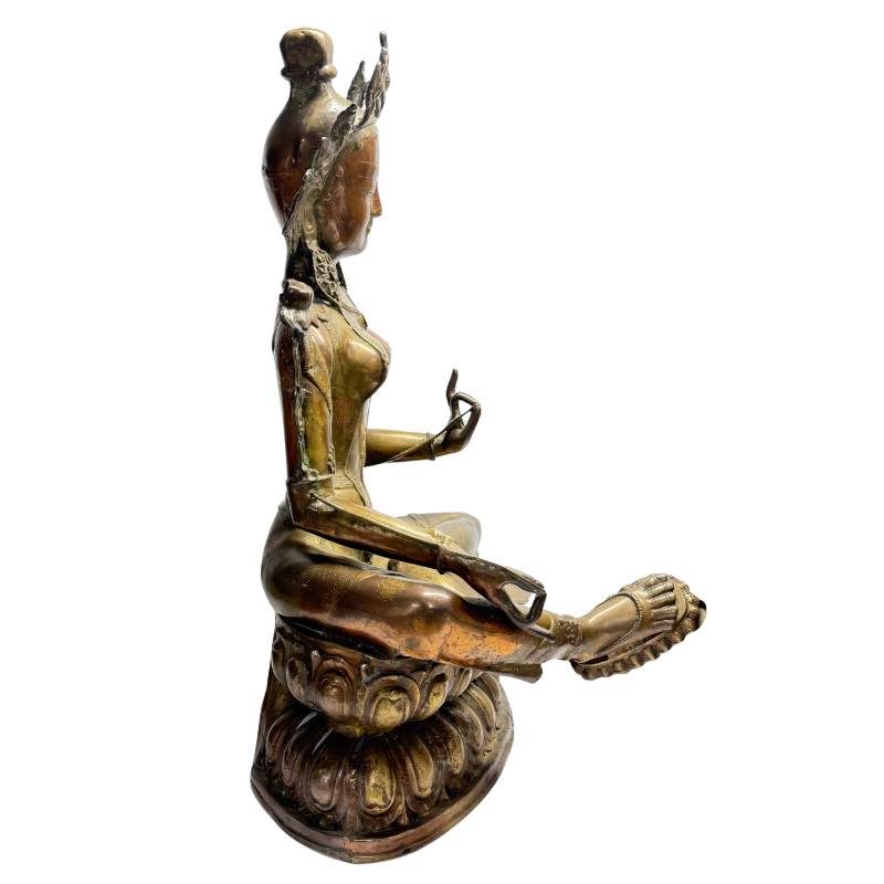 Mönchsstatue der tibetischen Tara aus feuervergoldeter Bronze