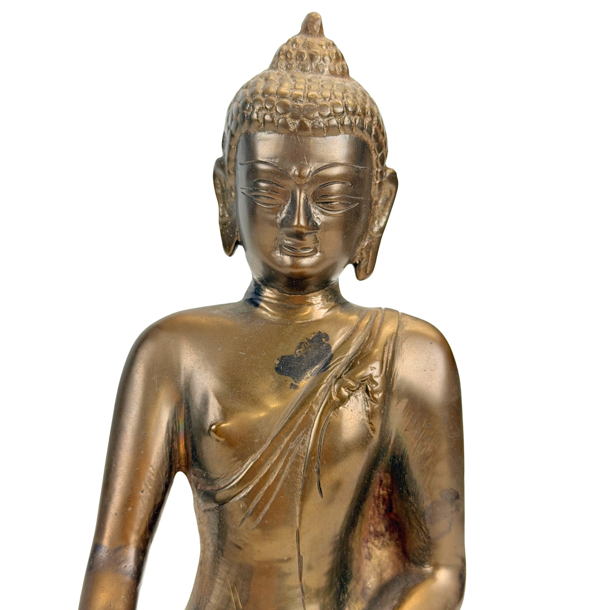 Tibetischer bronzener Buddha in Bhumisparsha Mudra