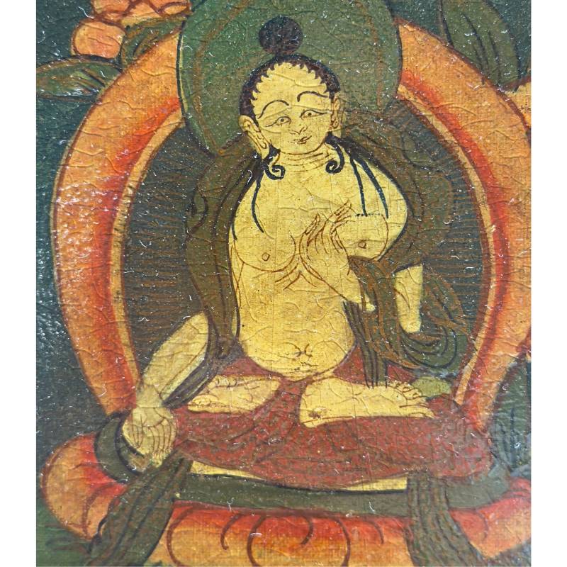 Tibetische Kunstmalerei mit Buddha-Motiv im Mandala-Stil