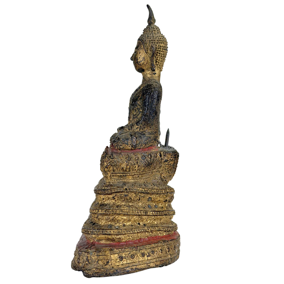 Traditional Thai Buddhist art with gilded Naga protection