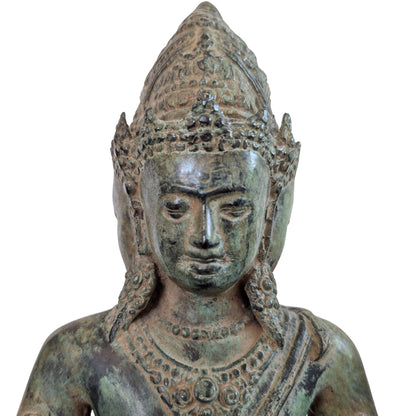 Trimukha Maheshvara (Shiva) bronzene Skulptur Frontalansicht