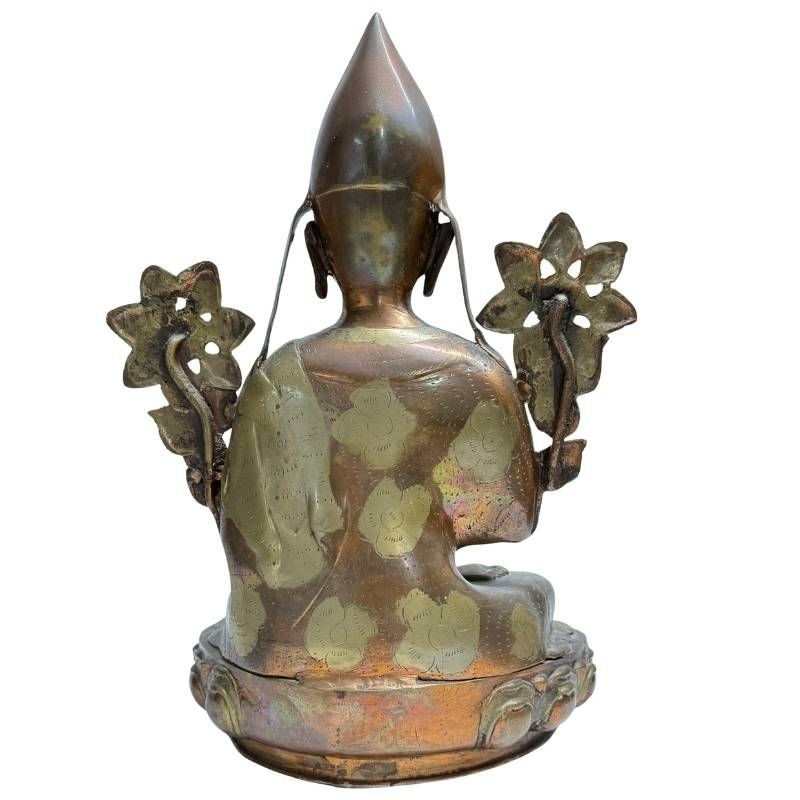 Antike Bronzestatue des Tsongkhapa Lama auf Lotussockel aus dem Himalaya