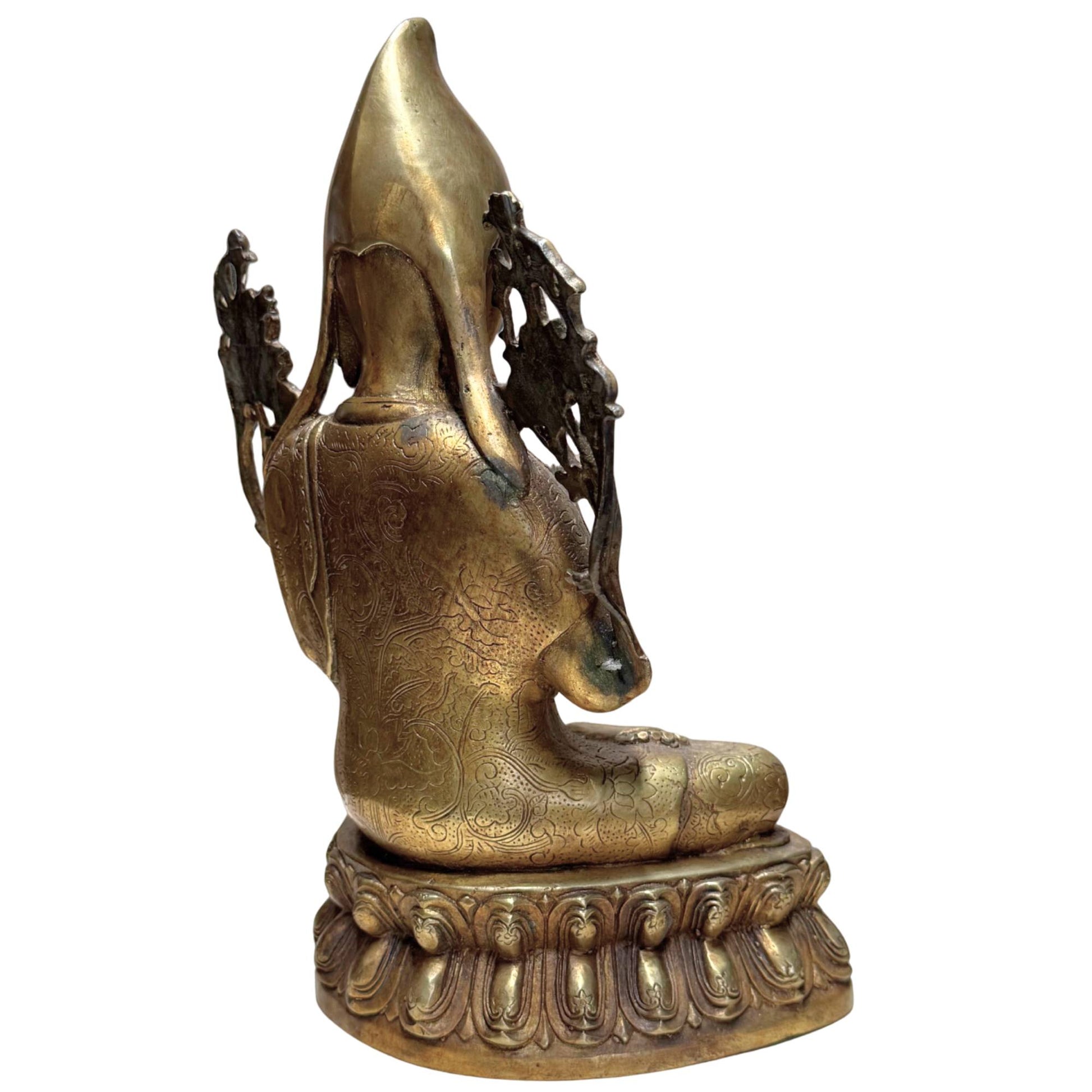 Ikonographie von Tsongkhapa mit Schwert und Buch der Weisheit.