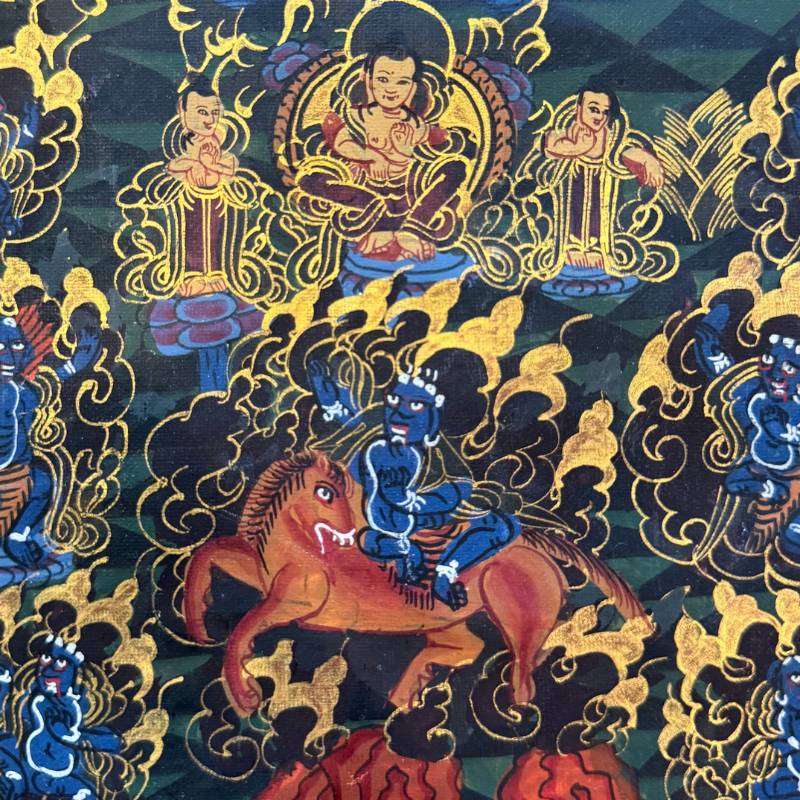 Detail der Buddha-Figur im Vajradhatu-Mandala-Thangka