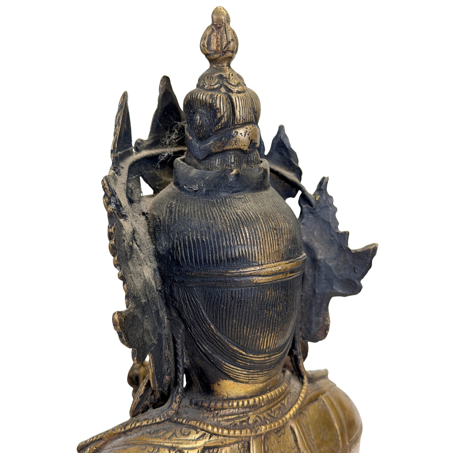 Rückseite des Kopfes und die reich verzierte Krone des tibetischen Vajrasattva
