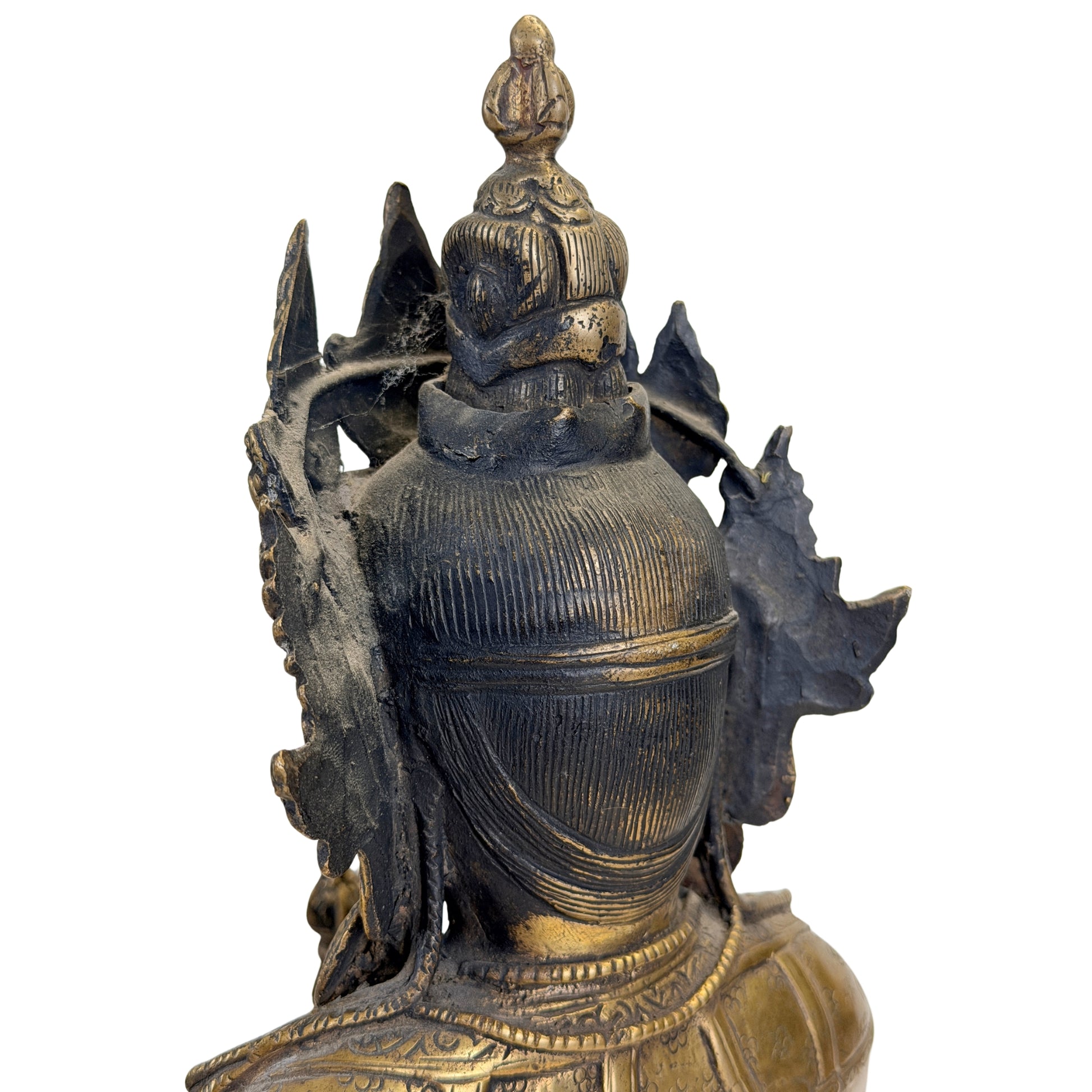 Rückseite des Kopfes und die reich verzierte Krone des tibetischen Vajrasattva