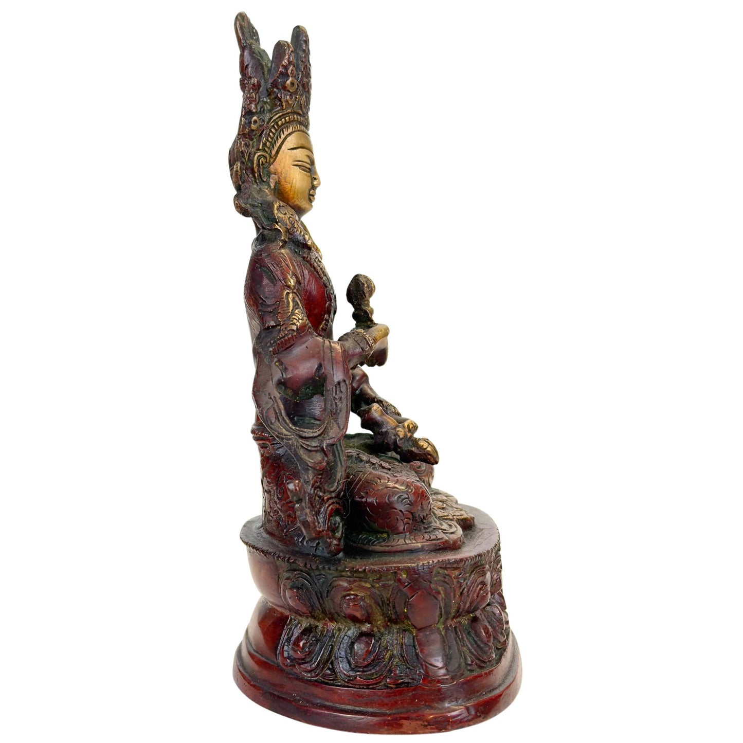 Frontale Vajrasattva Dorje Sempa-Bronzestatue mit Vajra, Ghanta und zweifarbiger Patina