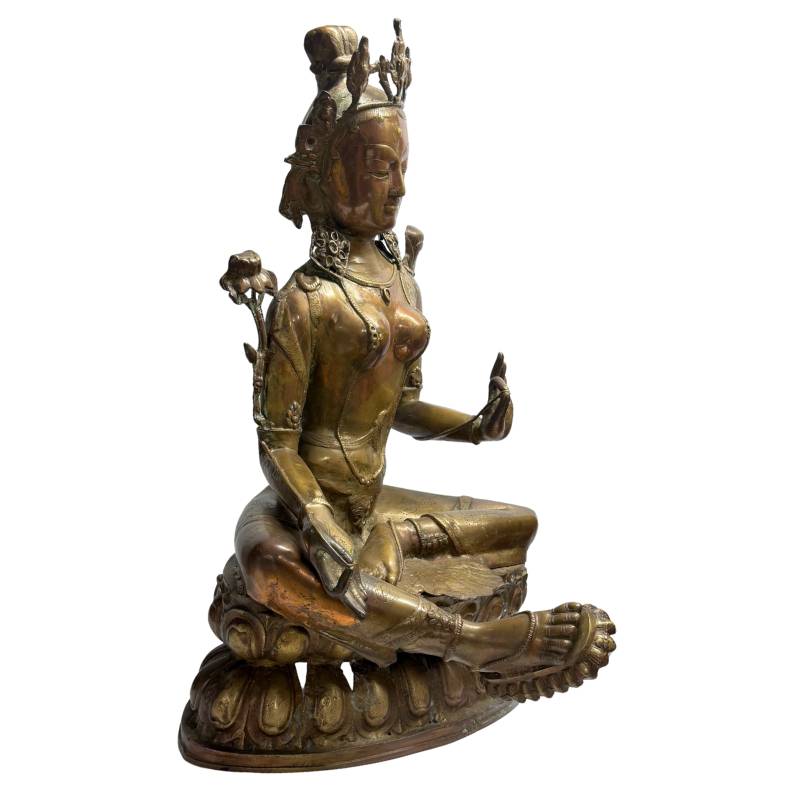 Vajrayana-Tara-Statue aus Tibet, gefertigt aus antiker Bronze