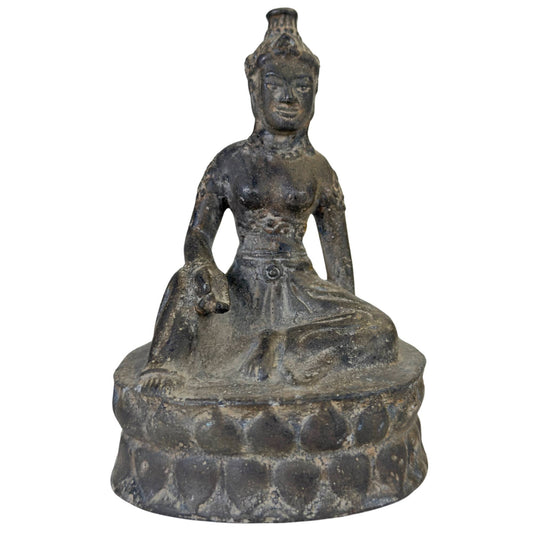 Antike Bronzestatue von Vasudhara, buddhistische Göttin des Überflusses, Patina
