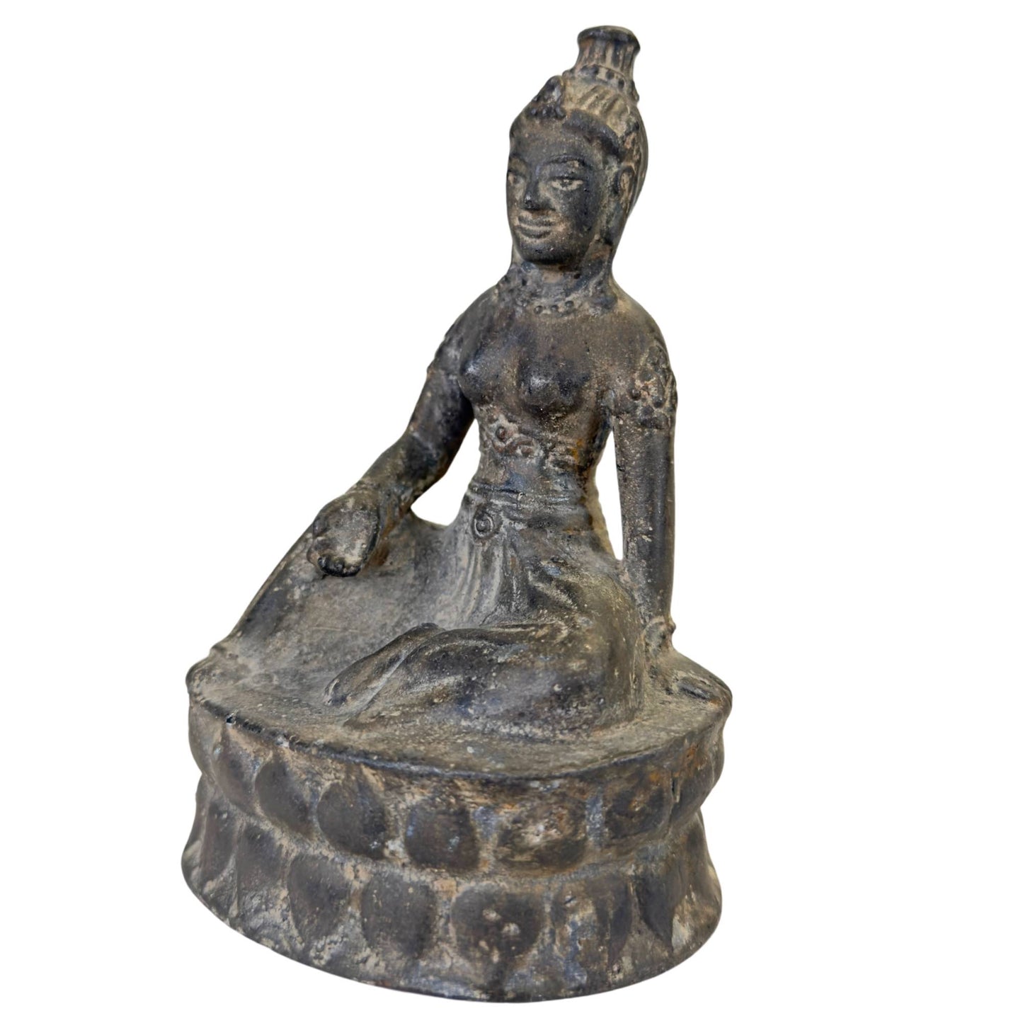 Profil einer weiblichen buddhistischen Göttin, antike Bronzestatue