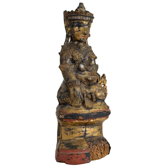 Vergoldete Nat-Geist-Statue aus Holz aus Myanmar