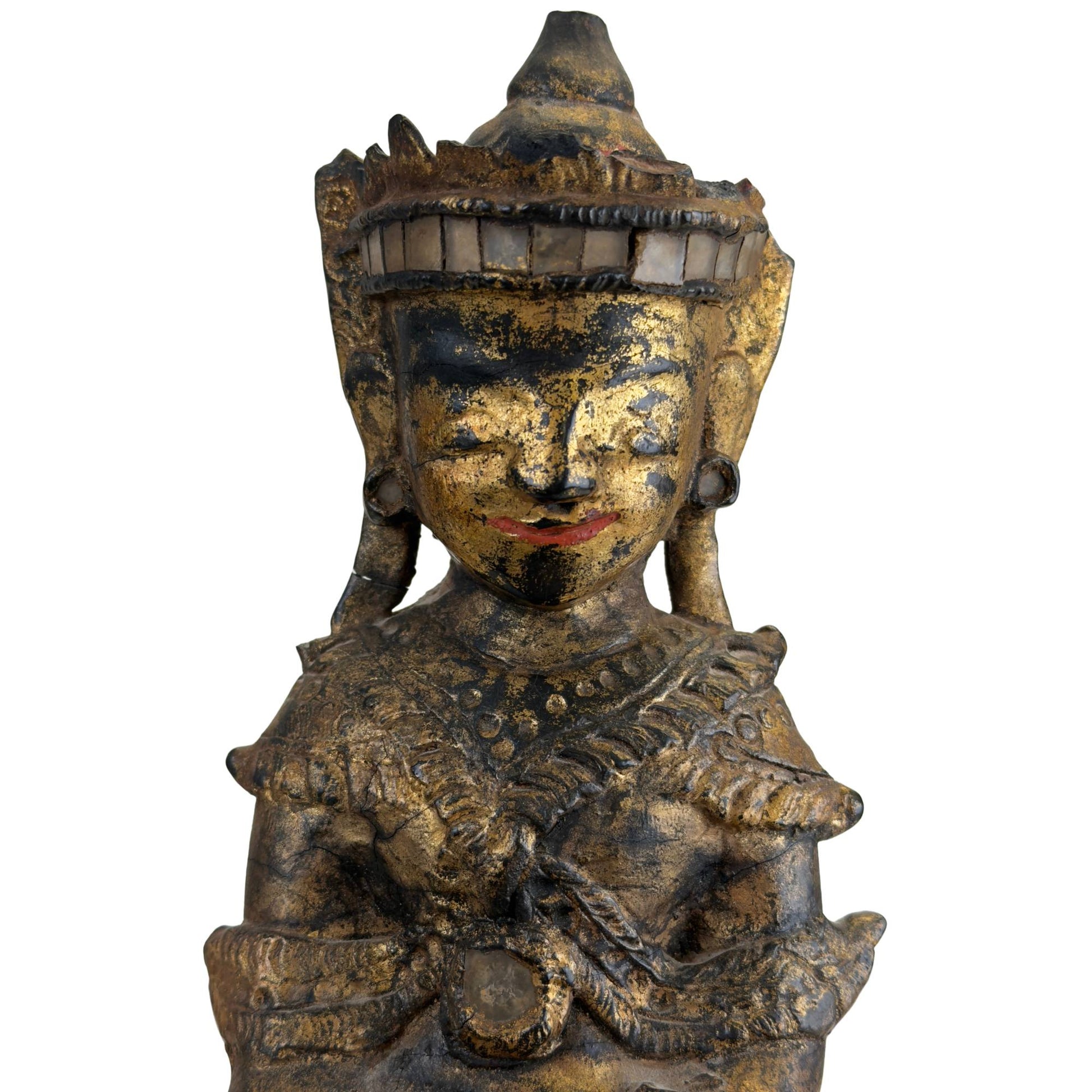 Vergoldete Tempelstatue aus dem historischen Burma