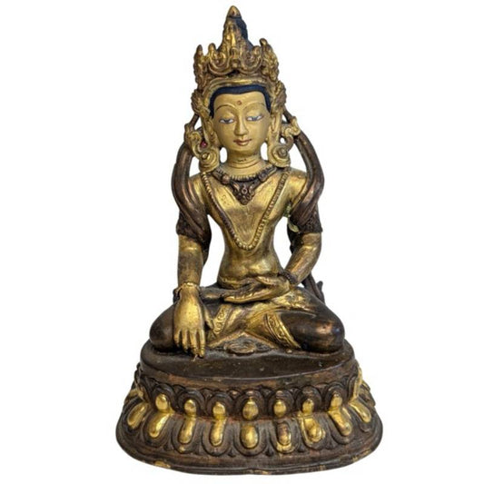 Vergoldete Grüne Tara-Bodhisattva aus der Himalaya-Tradition