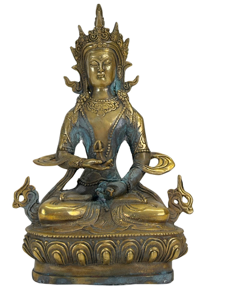 Vintage Messing Amitayus – Spätes 20. Jahrhundert (ca. 1970–2000) - Nepalesische Buddha-Figur
