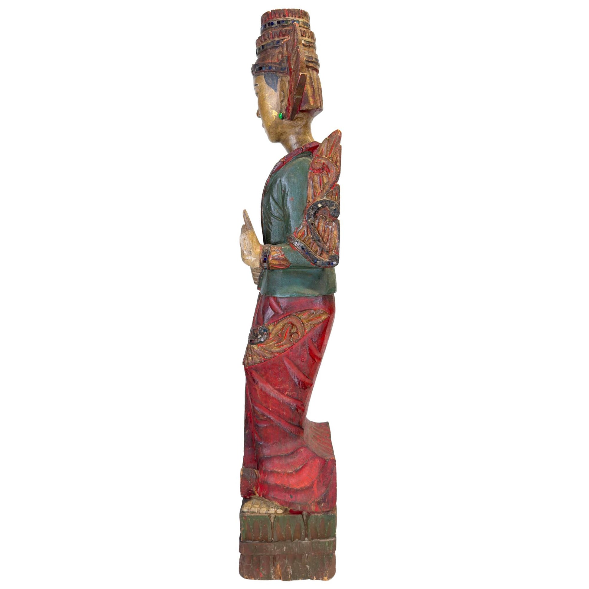 Große, antike Tempelwächterfigur aus Burma, 86 cm hoch