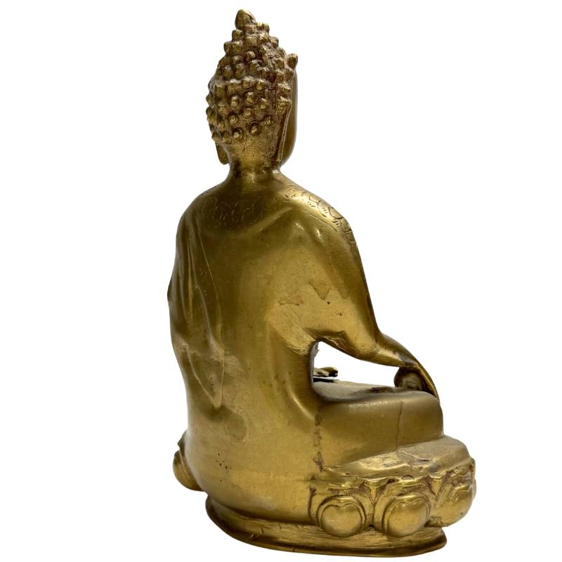Authentische, antike tibetische Buddha-Statue aus Bronze, die Shakyamuni in Meditationspose darstellt.