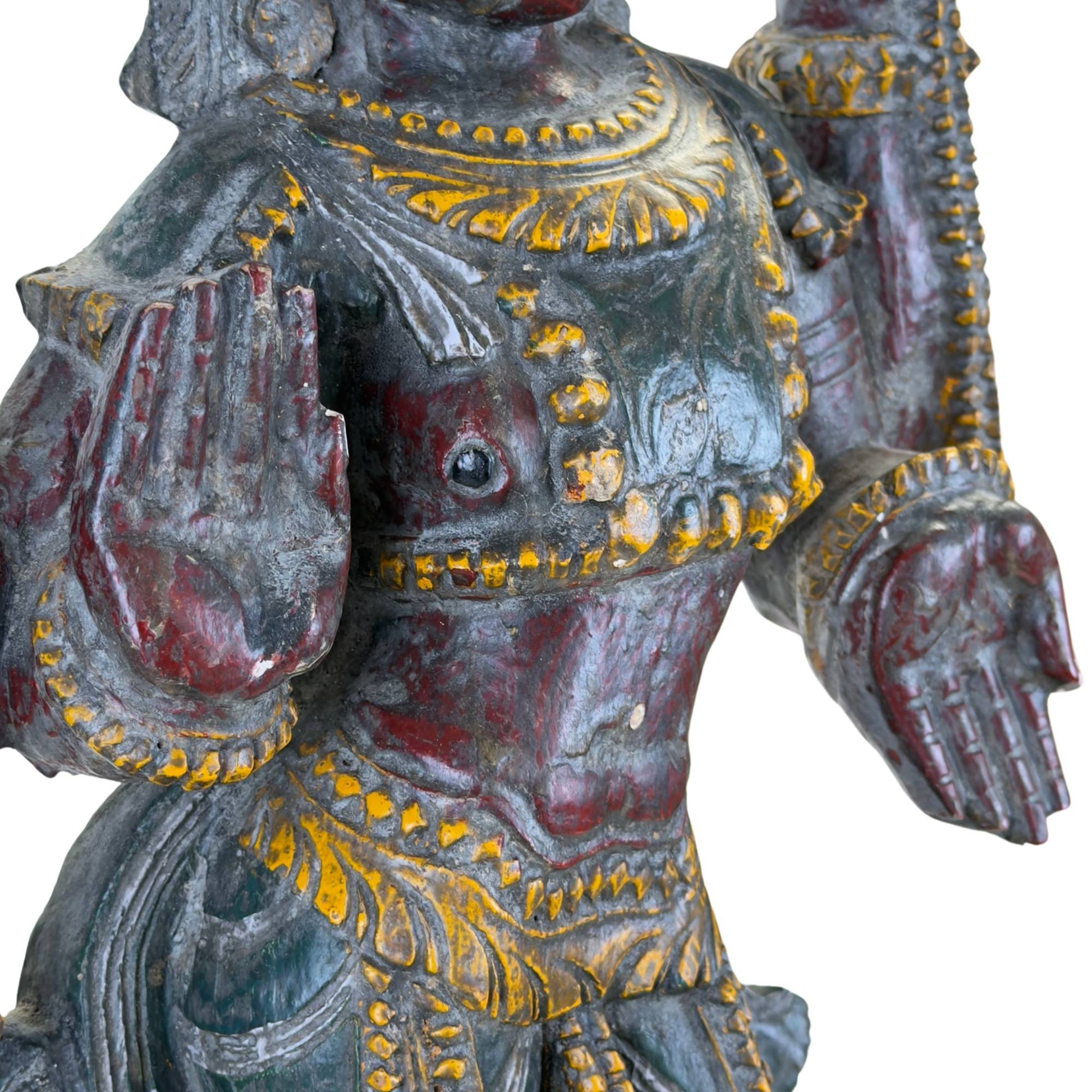 Authentische südindische Vishnu-Statue aus Holz, 60 cm
