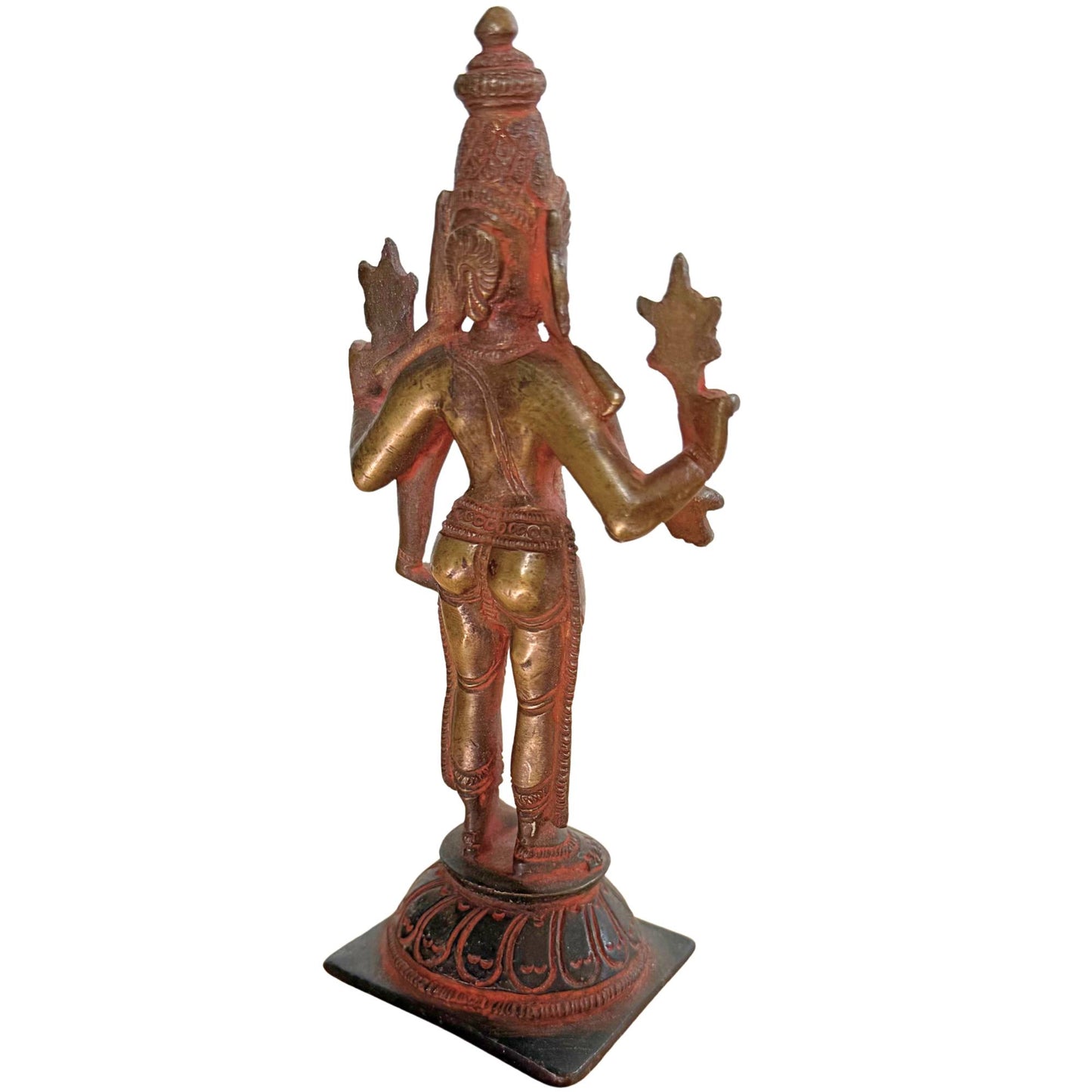 Forensische Untersuchung der Patina und der Gebrauchsspuren an einer antiken Vishnu-Statue