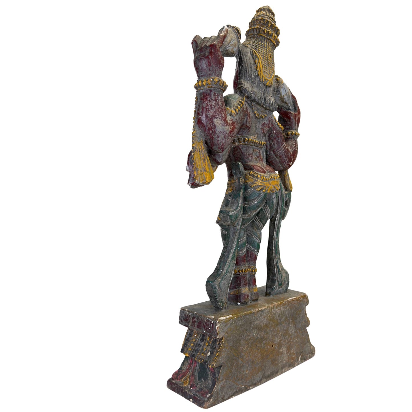 Polychrome Vishnu-Holzstatue aus Südindien