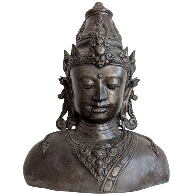 Bronzene Vishnu-Büste aus der Khmer-Region Kambodschas, 17.–18. Jahrhundert