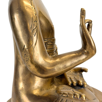 Seitenansicht von Hand, Arm und Vitarka-Mudra des Buddha.
