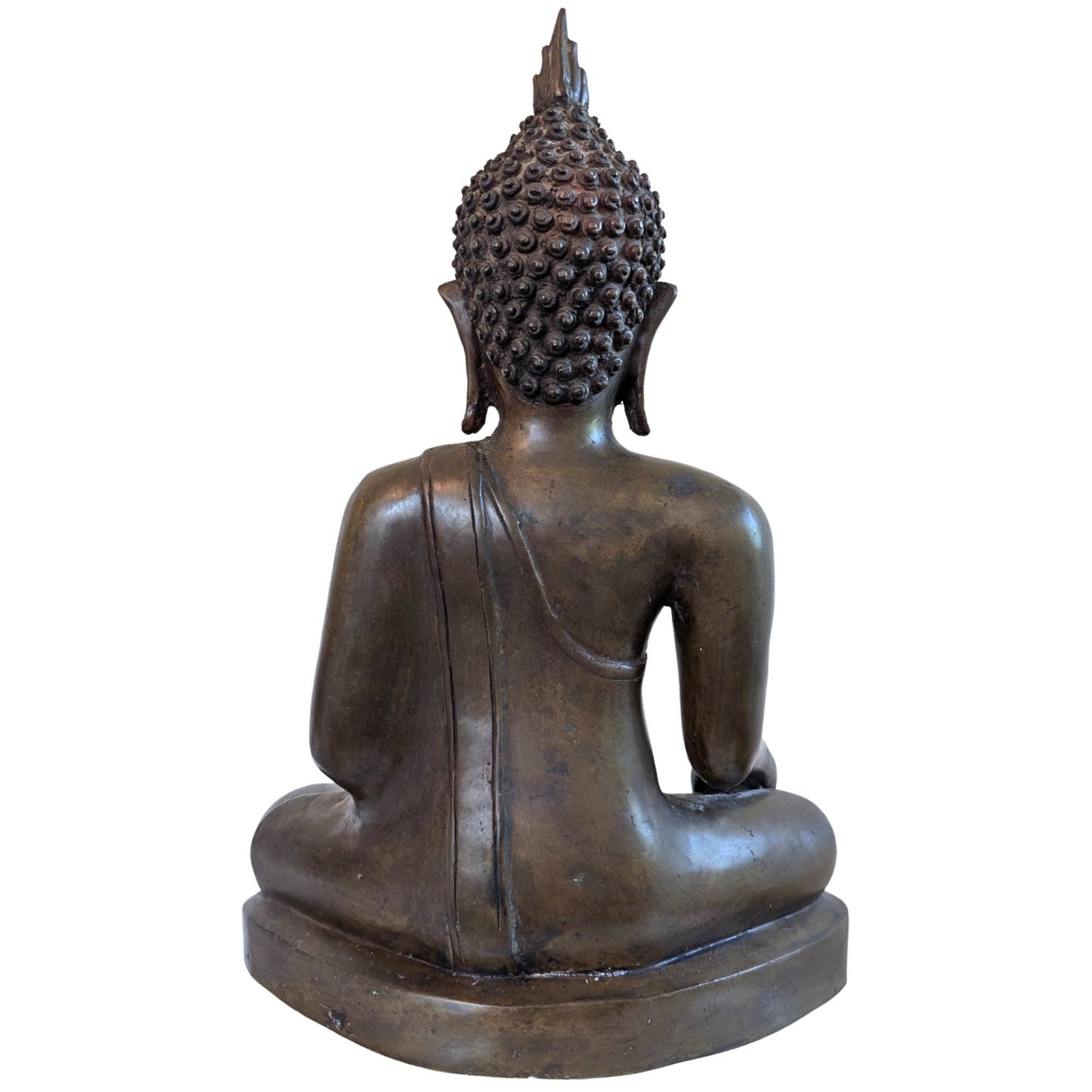 Feuervergoldete Buddha-Statue aus Bronze aus Laos in der bodenberührenden Mudra