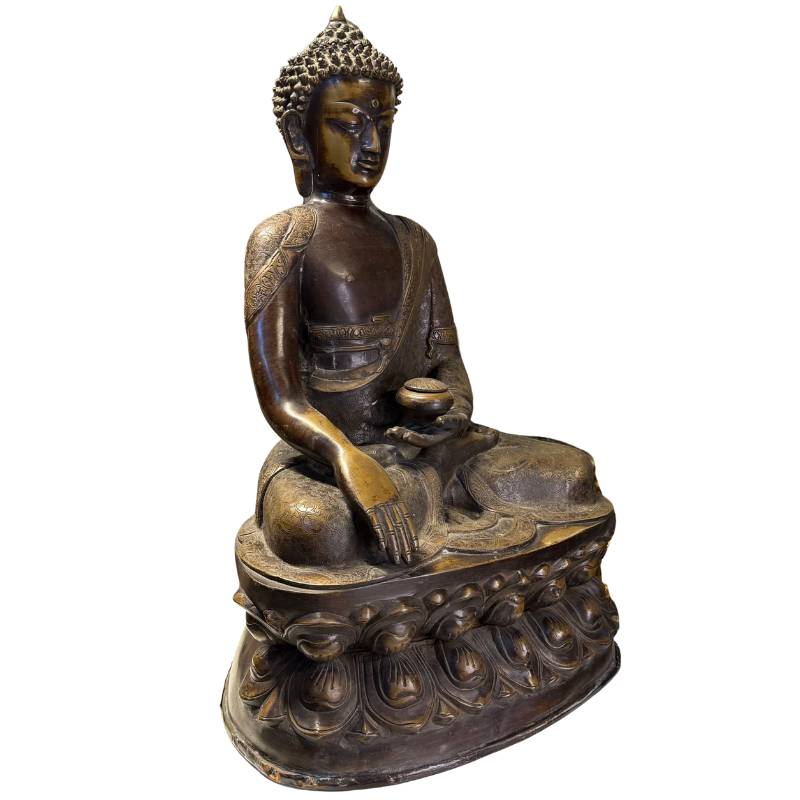 Feuervergoldete Bronzestatue des Shakyamuni Buddha – Kunsthändler für Himalaya-Kunst, Investitionsqualität.