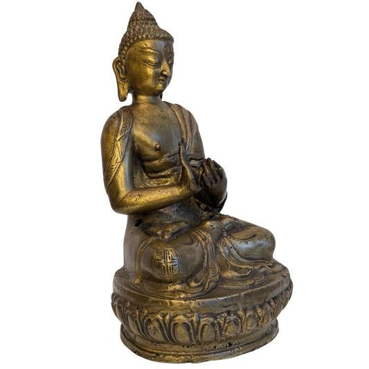 Buddha aus vergoldeter Bronze mit Dharmachakra-Mudra