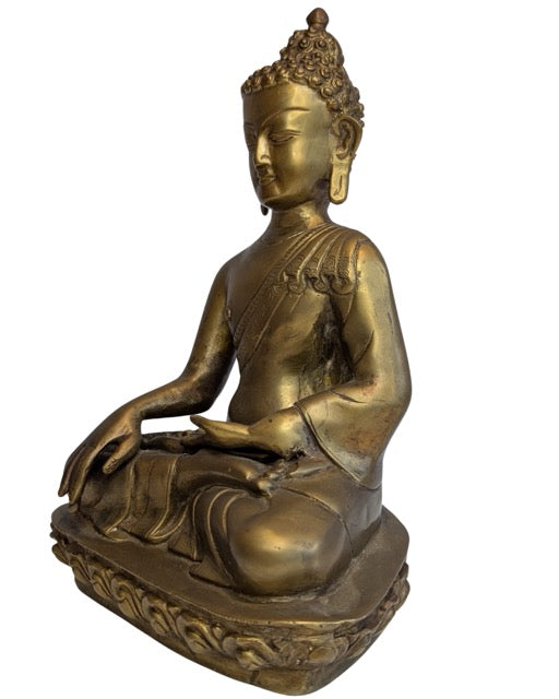 Feuervergoldete Buddha-Statue aus Bronze aus Ladakh