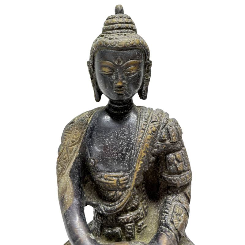 Paar feuervergoldeter Himalaya-Buddhas als Andachtsset