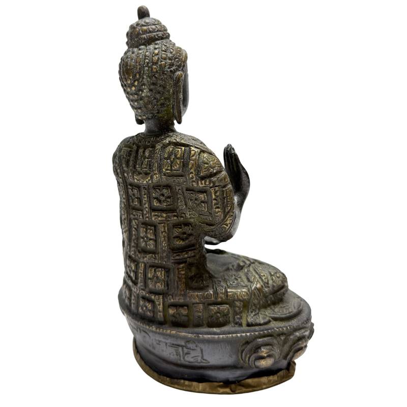 Feuervergoldetes Buddha-Duo aus nepalesischer Bronze mit natürlicher Patina