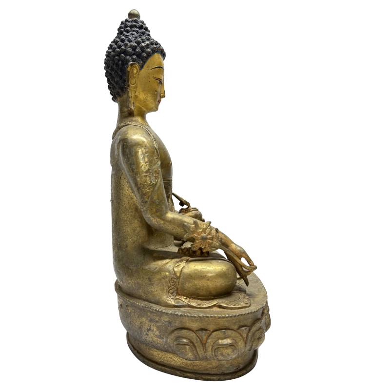Feuervergoldeter Arzt-Buddha mit originaler Gesichtsbemalung