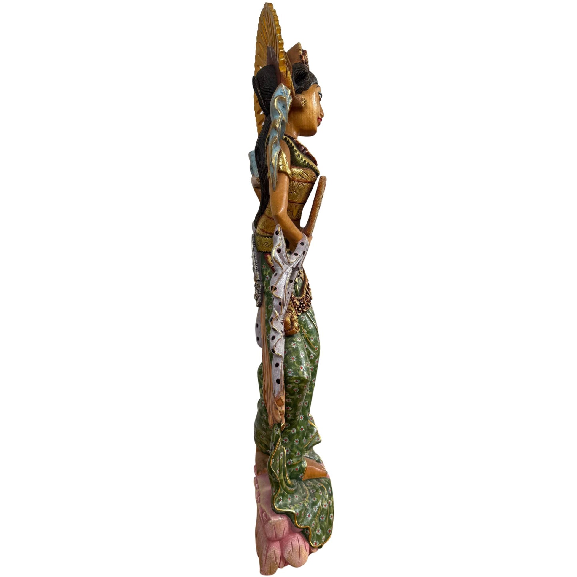 Nahaufnahme des goldenen Fächers, des Instruments, mit dem die Legong-Tänzerin spirituelle Energie kanalisiert.