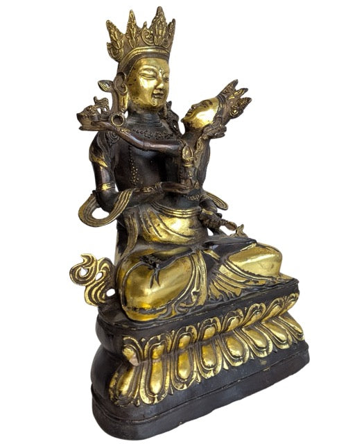 Bronzene Yab-Yum-Statue mit Vergoldungsresten aus Asien