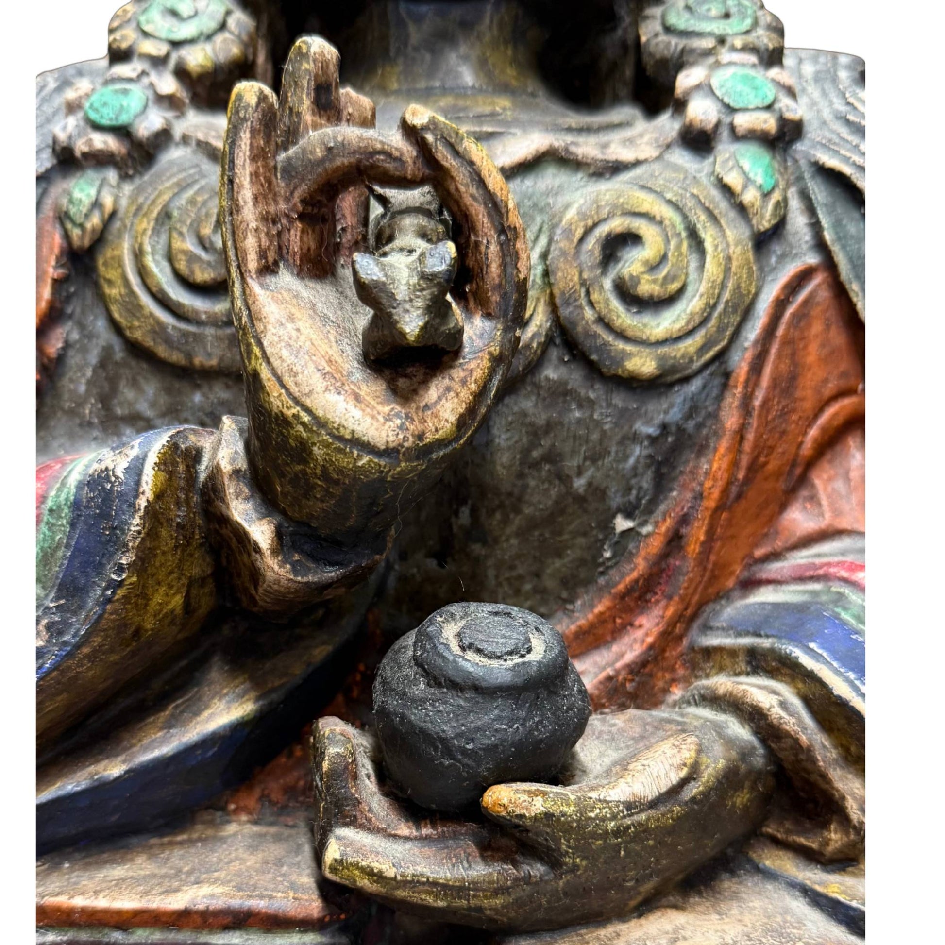 Seltene Karma Pakshi Lama-Statue, Holzkernprüfung