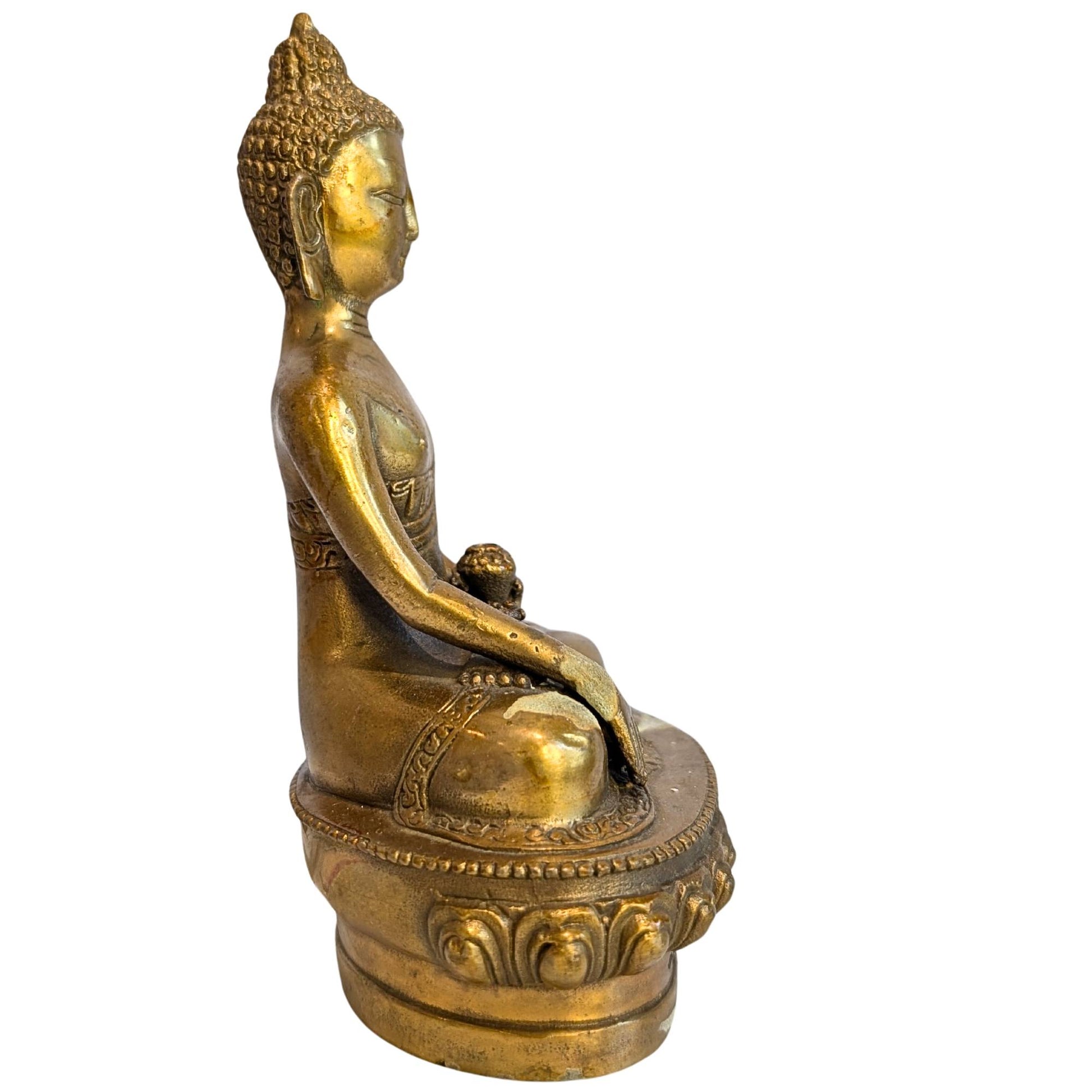 Seitenansicht Bhaisajyaguru Buddha Bronze asiatische Antiquitäten