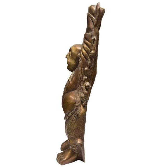 Profil der monumentalen Bronzestatue Budai (46 cm).