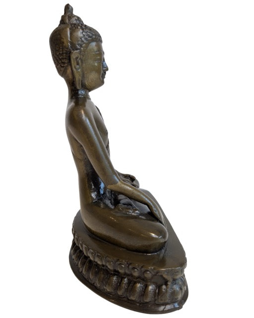 Sitzende Buddha-Statue aus Bronze aus Nepal