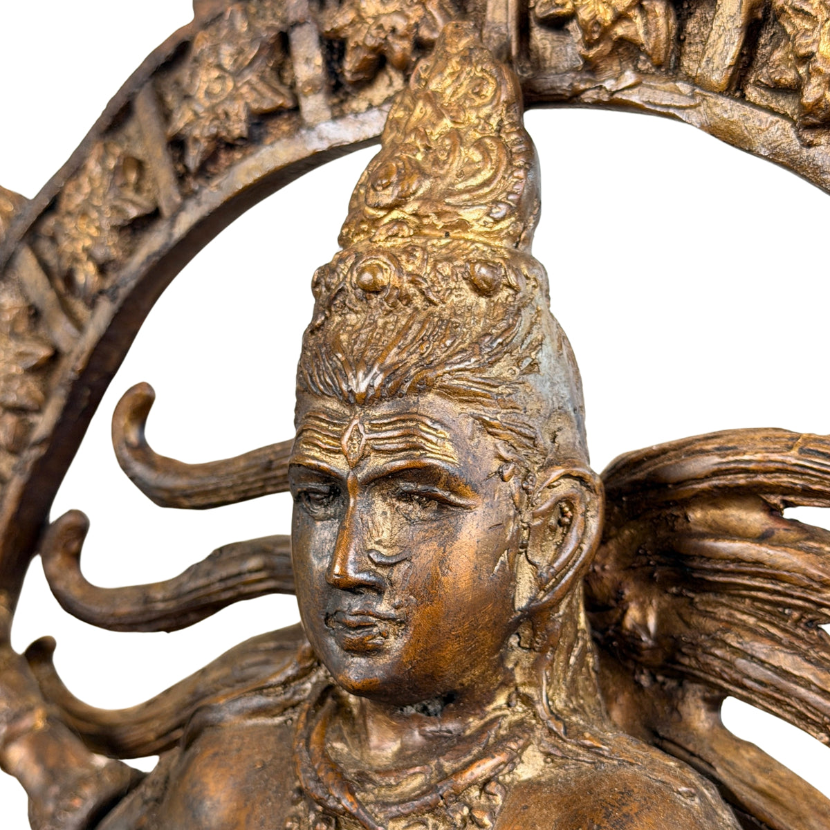 Gesicht in Dreiviertelansicht mit drittem Auge und Jatamukuta, Detail